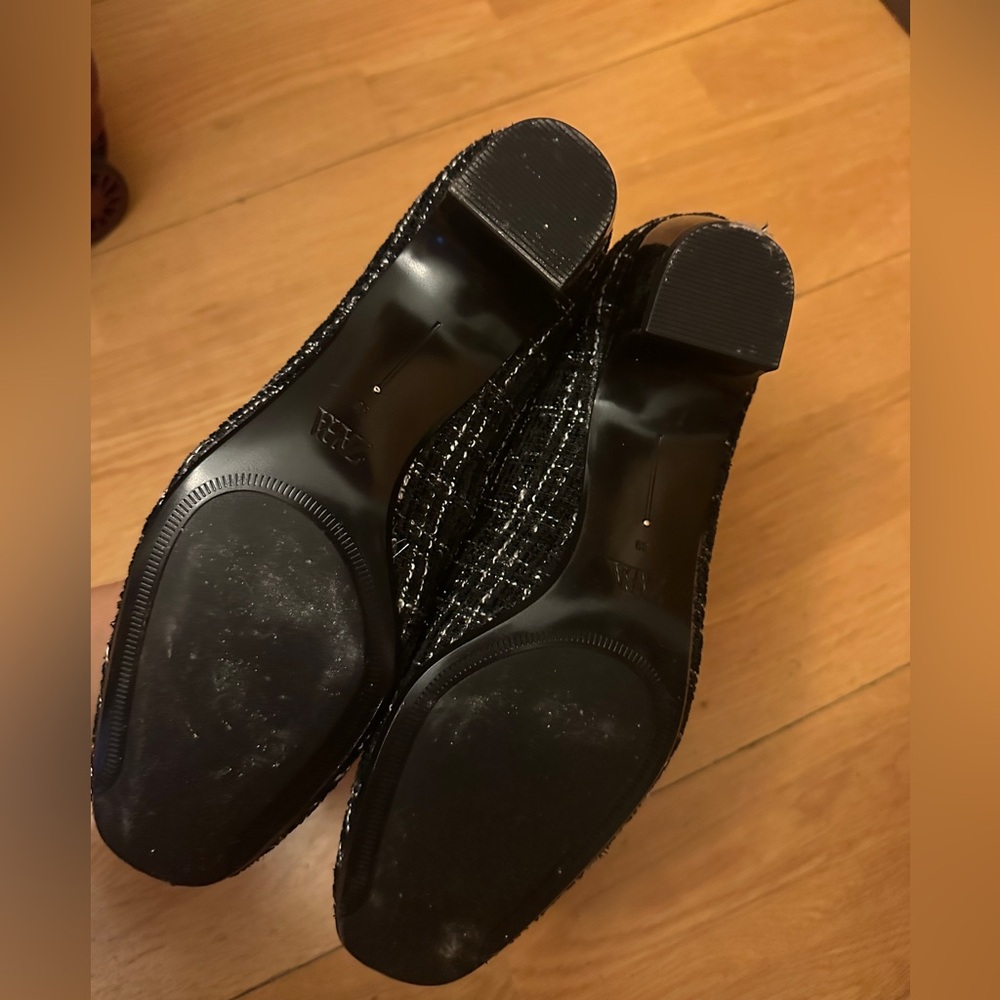 Zara Black Tweed Ankle Strap Heels - Picture 3 of 3